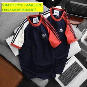 Adidas Classics Original 3 Stripes Tee Shirt Trefoil Retro Men Dark Slim Fit